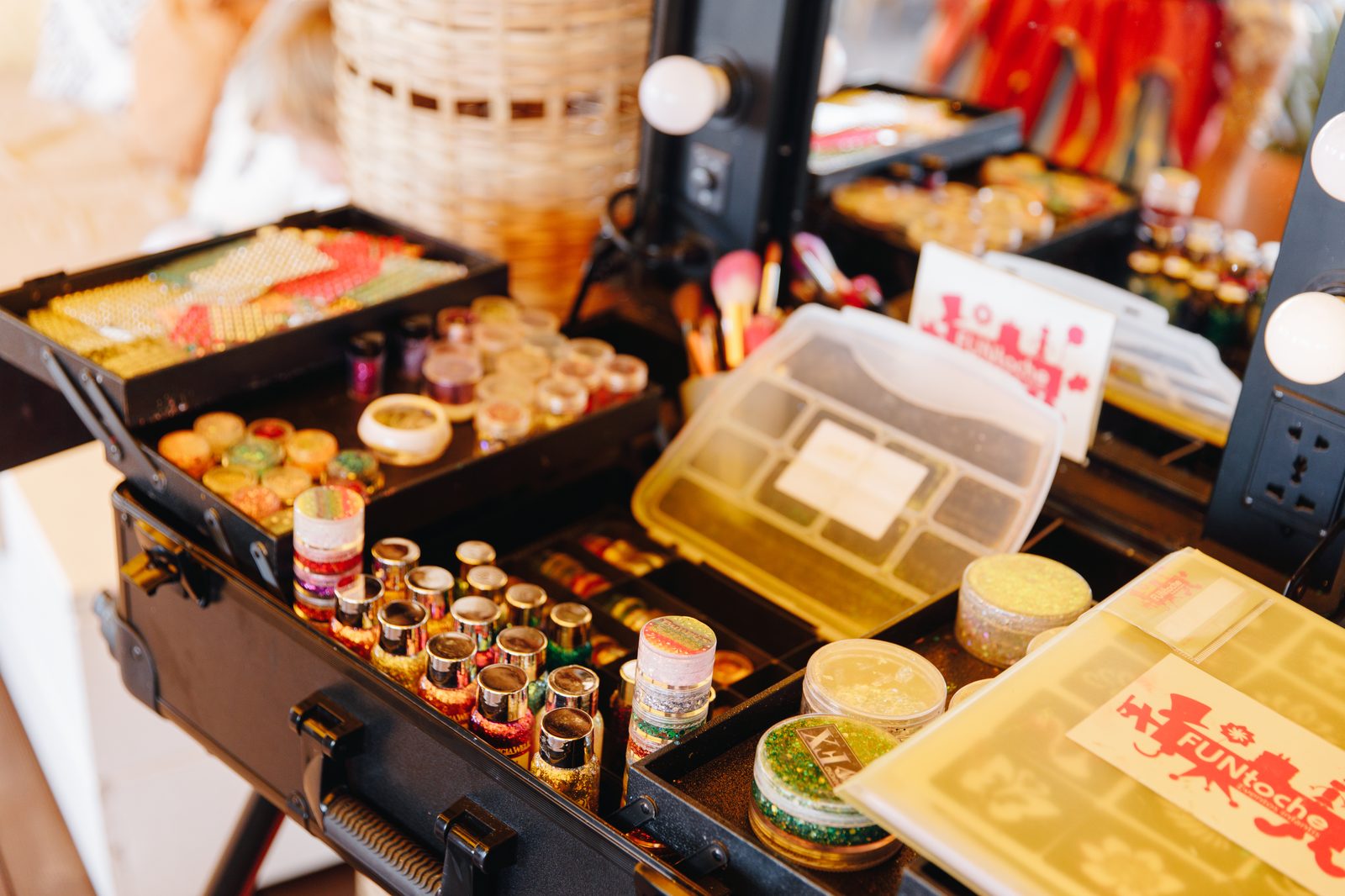 Surf boards and tropical florals at beach corporate event