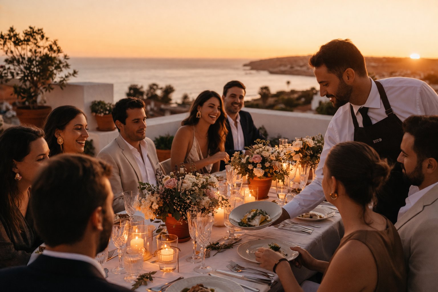 Private dinner terrace at a fortress venue in Cascais