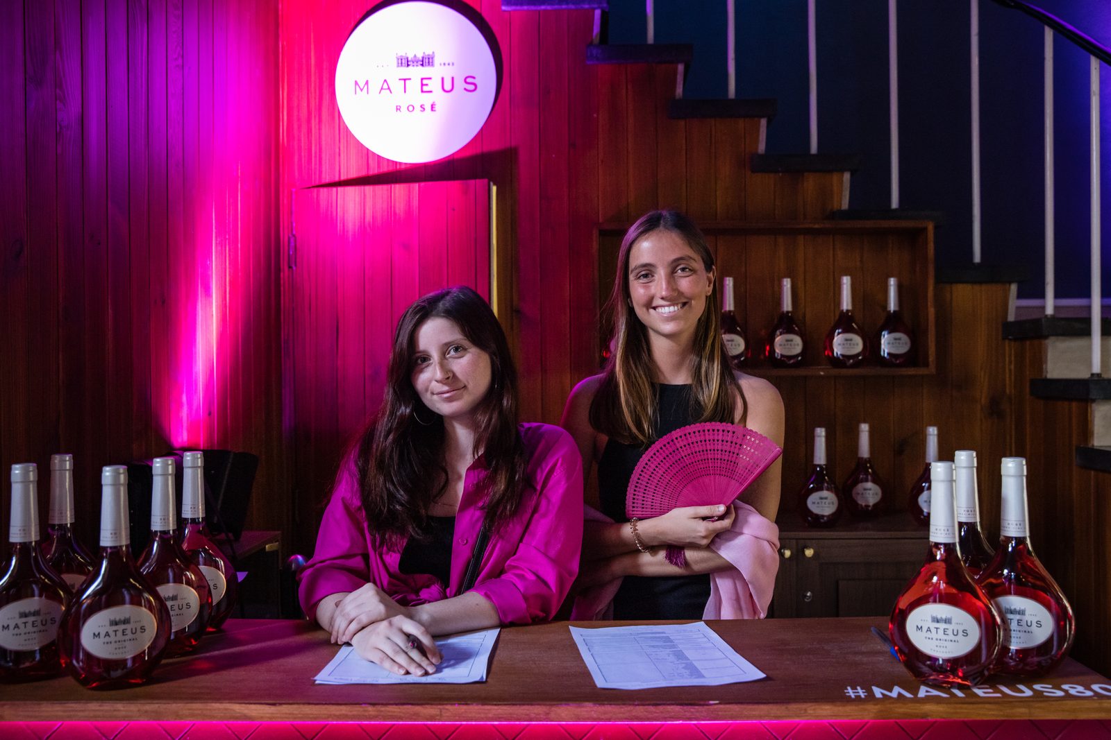 Mateus Rosé brand activation with hostesses at product launch event in Portugal