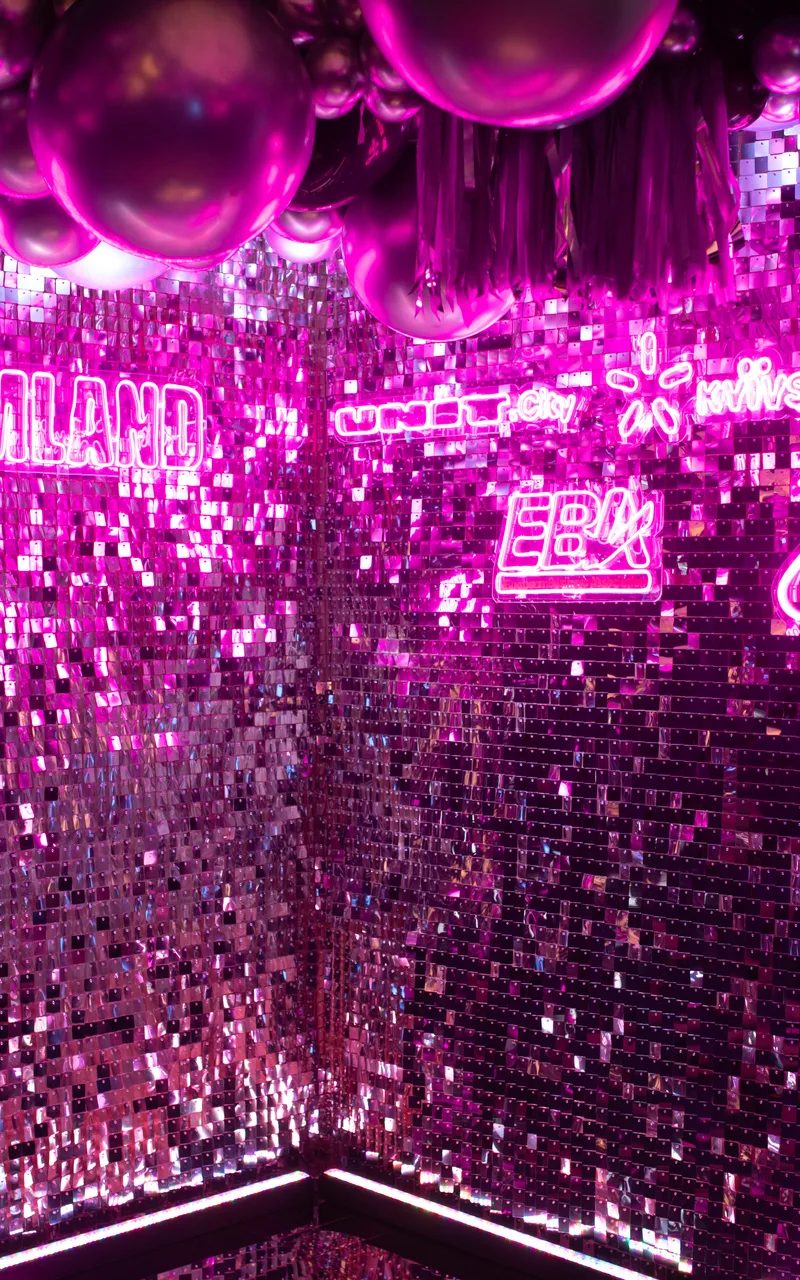 Neon branding installation at industrial product launch venue in Lisbon