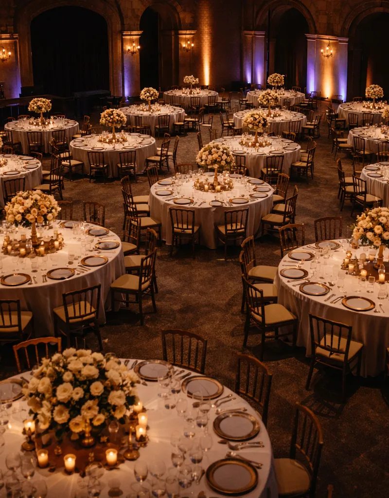 Dance floor with floral arrangements at private celebration