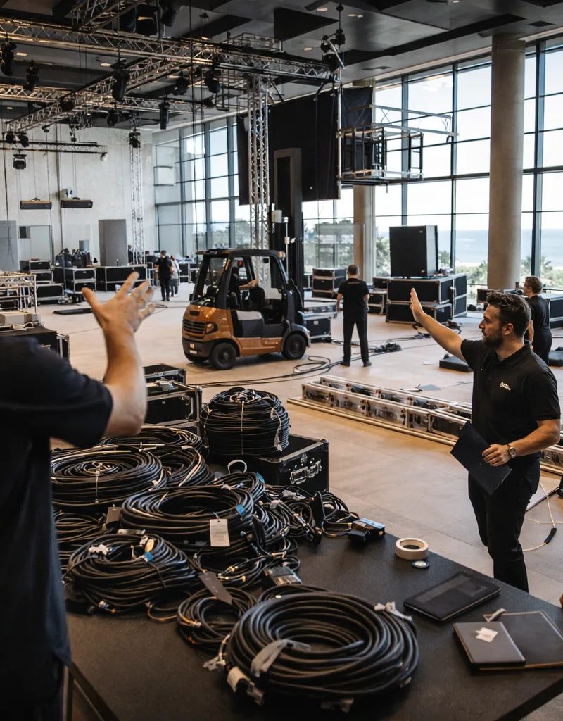BTQ Events production team building a venue