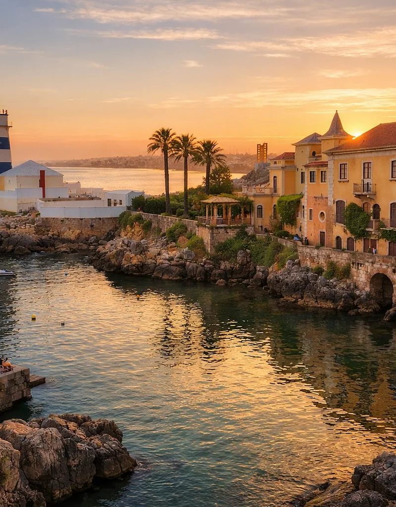 Santa Marta lighthouse on the Cascais coastline of the Portuguese Riviera