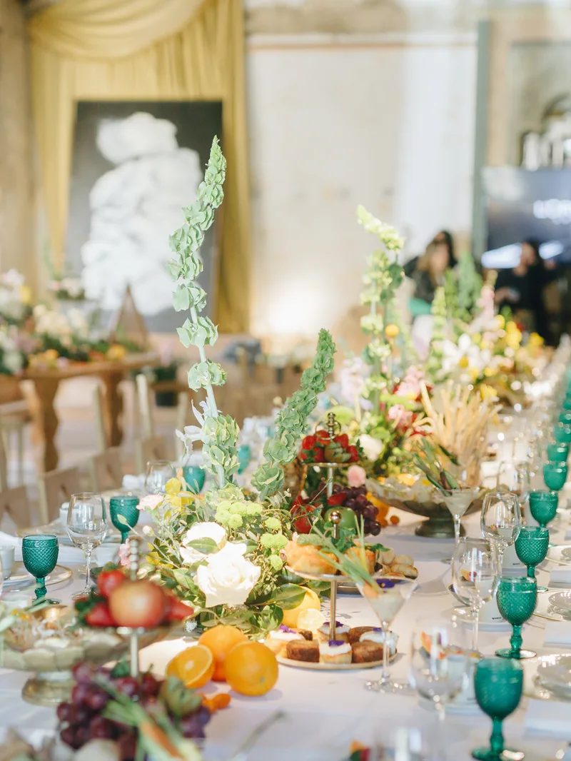 Close-up of luxury floral arrangement at L'Oréal ceremony