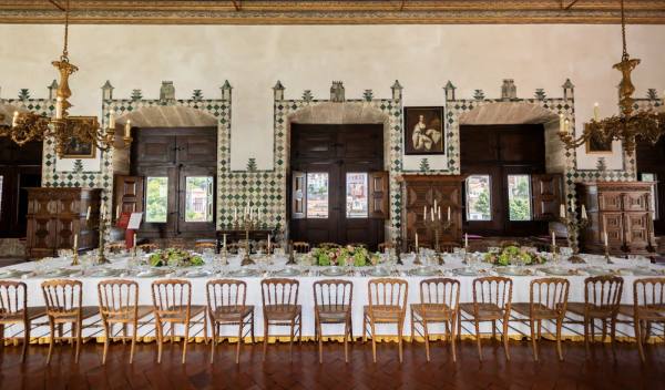 Swan Hall (Sala dos Cisnes) at the Sintra National Palace set for a banquet — BTQ Events corporate dinner and conference hospitality
