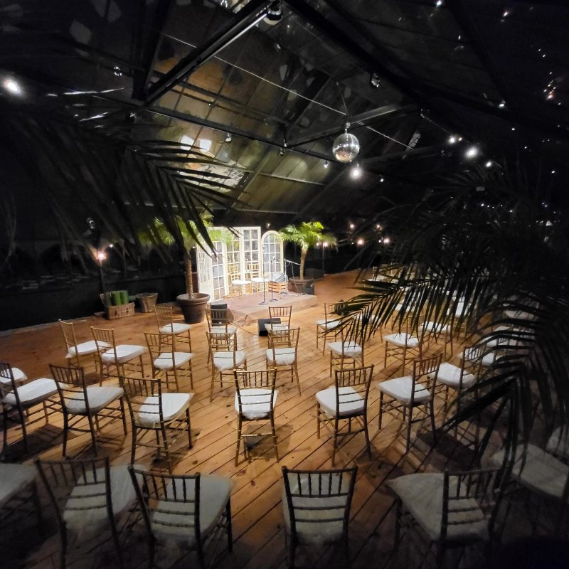 Night dinner under the chandeliers of the restored Victorian greenhouse at Quinta da Bella Vista, Sintra